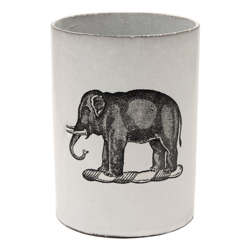 john derian Elephant Vase Add to cart Vase Expandable Empire Details 5.25" W x 9.5" H Glazed terracotta Made in Paris Care Dishwasher safe on a moderate wash cycle. Not microwave safe. Image Origin Watercolor USA c. 1820.  Jo