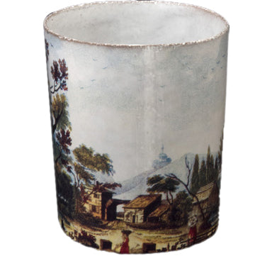john derian Empire Panorama Cup 3 Add to cart Tasse Panorama Empire 3 Details 3" Diameter x  4" H Glazed terracotta Made in Paris Care Dishwasher safe on a moderate wash cycle. Not microwave safe. John Derian teamed up with As