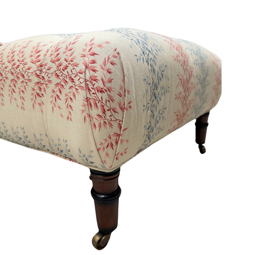 John Derian Field Ottoman In Décors Barbares Rayures Datcha Red & Beige Fabric Custom Furniture