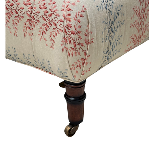 John Derian Field Ottoman In Décors Barbares Rayures Datcha Red & Beige Fabric Custom Furniture