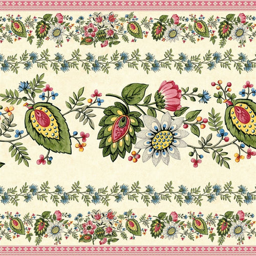 john derian Folk Flower Wide Border Parchment Wallpaper