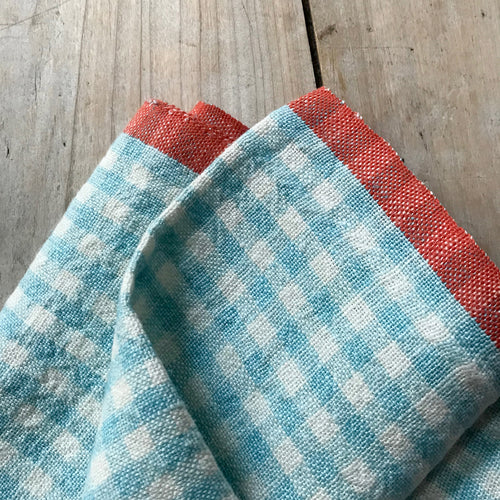 John Derian Gingham Tea Towel In Aqua & Orange Add To Cart Details 30" X 20" 100% Hand-Spun Linen Made In India Care Machine Wash Cold Gentle Cycle Tumble Dry. Do Not Bleach.     Caravan A Celebrated Home And Lifestyle Brand