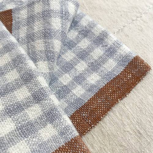 John Derian Gingham Tea Towel In Blue & Cognac Add To Cart Details 30" X 20" 100% Hand-Spun Linen Made In India Care Machine Wash Cold Gentle Cycle Tumble Dry. Do Not Bleach.   Caravan A Celebrated Home And Lifestyle Brand Emb