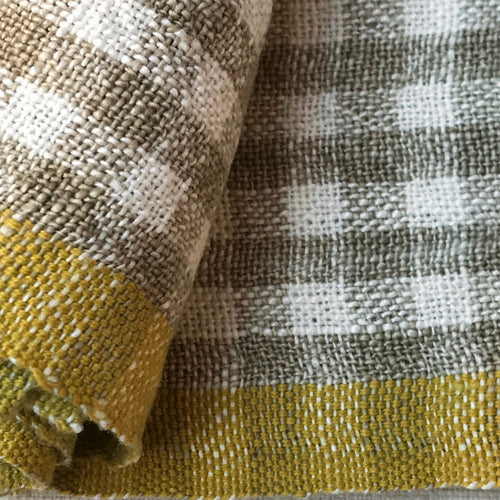 John Derian Gingham Tea Towel In Natural & Dijon Add To Cart Details 30" X 20" 100% Hand-Spun Linen Made In India Care Machine Wash Cold Gentle Cycle Tumble Dry. Do Not Bleach.   Caravan A Celebrated Home And Lifestyle Brand E