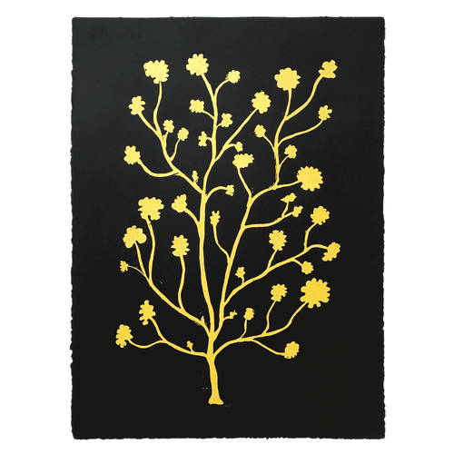 john derian Gold Geranium 22 x 30" Linocut Print with Colored Ink