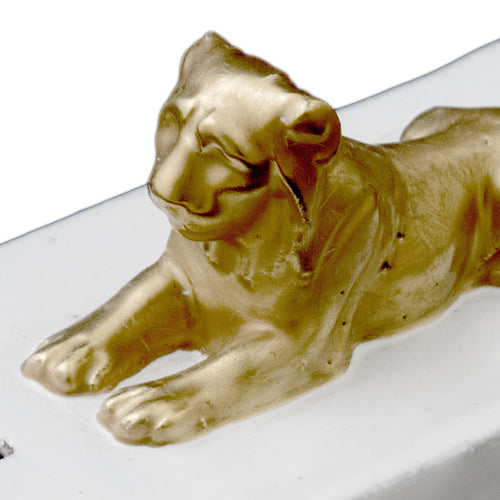 John Derian Gold Lion Incense Burner Add To Cart Encensoir Lion Details 5.1" Length X 2.8" Width X 2" Height Black Terra Cotta With White Enameled Glaze Each Item Will Feature Unique Variations Made In Paris Care Dishwasher Safe