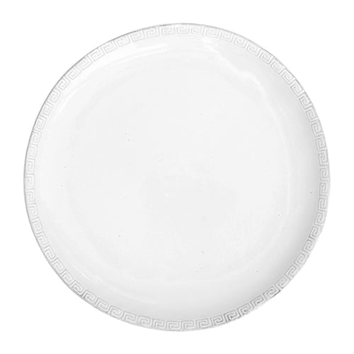 john derian Grecque Dinner Plate Add to cart Grande Assiette Details 10.3" Diameter .9" Deep Black Terra Cotta with White Enameled Glaze Each item will feature unique variations Made in Paris Care Dishwasher safe on a moderate