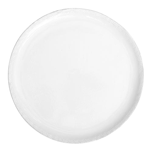 john derian Grecque Platter Add to cart Grande Assiette Details 12.6" Diameter .9" Deep Black Terra Cotta with White Enameled Glaze Each item will feature unique variations Made in Paris Care Dishwasher safe on a moderate wash
