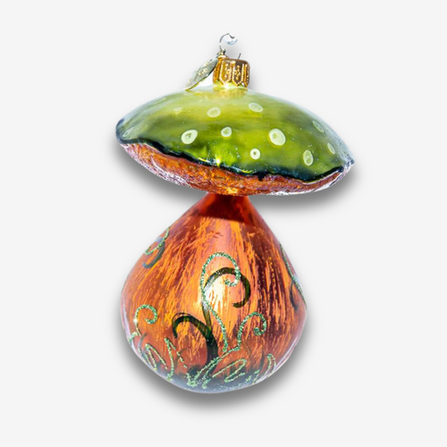 john derian Green & Brown Mushroom Ornament Add to cart All Holiday ornaments and items are final sale and are not eligible for return or exchange.  With its bright green and brown hues and whimsical details this eccentric mush