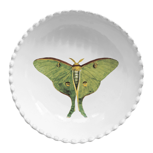 john derian Green Eyed Butterfly Soup Plate Add to cart Details 8.5" Diameter x 2.0" Deep Glazed terracotta Made in Paris Care Dishwasher safe on a moderate wash cycle. Not microwave safe. John Derian teamed up with Astier de Vi