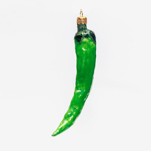 john derian Green Pepper Ornament Add to cart All Holiday ornaments and items are final sale and are not eligible for return or exchange. Details Glass Handblown in Poland Please note all ornaments and holiday items are not a