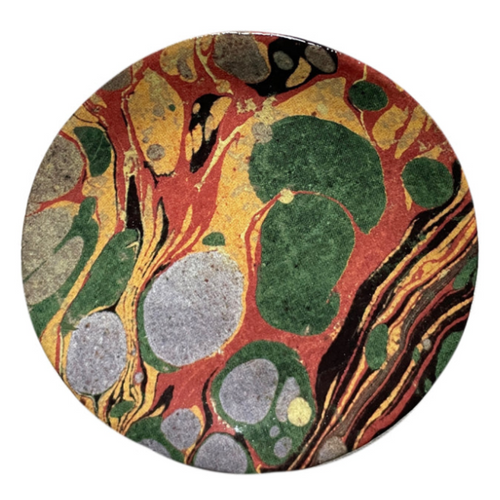 john derian Green Yellow & Red Marble Saucer Add to cart Soucoupe Marbre Verte5.25" Round0.5" DeepMarble pattern may vary from piece to piece.John Derian teamed up with Astier de Villatte to add his iconic imagery to their class