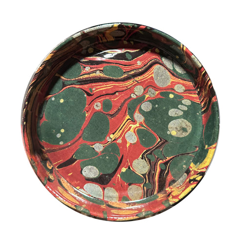 john derian Green Yellow & Red Marble Small Rimmed Plate Add to cart Assiette Plate Marbre Vert Rouge Jaune Details approx. 7" Diameter x 1" Deep Glazed terracotta Made in Paris Care Dishwasher safe on a moderate wash cycle. Not