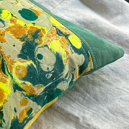 John Derian Hand Marbled One-of-a-Kind Pillow (SW715) Add To Cart Swarm's Hand-marbled Pillows Are Each A One-of-a-kind Creation. Crafted With Care Swarm Utilizes Centuries-old Marbling Techniques To Create A Mesmerizing Swirl O