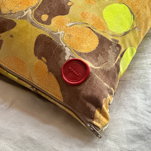 John Derian Hand Marbled One-of-a-Kind Pillow (SW718) Add To Cart Swarm's Hand-marbled Pillows Are Each A One-of-a-kind Creation. Crafted With Care Swarm Utilizes Centuries-old Marbling Techniques To Create A Mesmerizing Swirl O