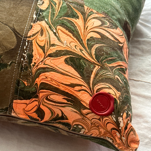 John Derian Hand Marbled One-of-a-Kind Pillow (SW726) Add To Cart Swarm's Hand-marbled Pillows Are Each A One-of-a-kind Creation. Crafted With Care Swarm Utilizes Centuries-old Marbling Techniques To Create A Mesmerizing Swirl O