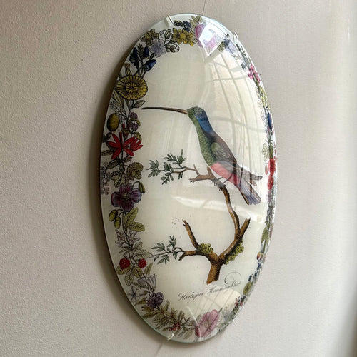 John Derian Harlequin Hummingbird With Flowers (Convex) 13 X 18" Oval