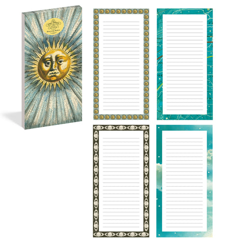 john derian Heavenly Bodies Notepad Add to cart Details 80 ruled and easy to tear off page 8.25" L x 4.25" W 4 unique boarder designs Published by Artisan Take a journey into John's expansive archive of antique prints with 
