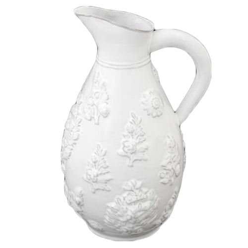 john derian Heidi Pitcher Add to cart Details 7.3" x 6.6" x 11.3" Black Terra Cotta with White Enameled Glaze Each item will feature unique variations Limited availability  Made in Paris Care Dishwasher safe on a moderate wash