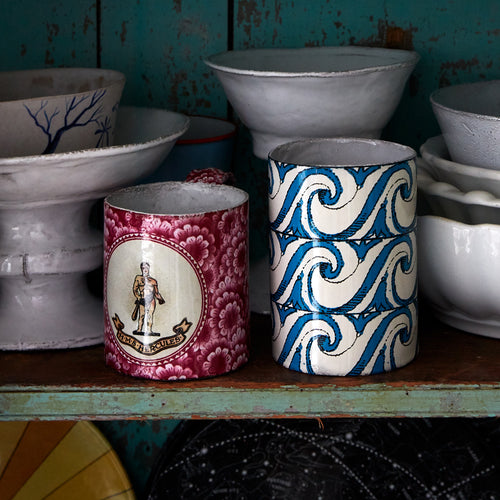 John Derian Hercules And Hyacinth Mug Add To Cart Tasse Hercule Et Hyacinth  Details 3.5" Diameter X 5" W X 4" H Glazed Terracotta Made In Paris Care Dishwasher Safe On A Moderate Wash Cycle. Not Microwave Safe. John Derian Te