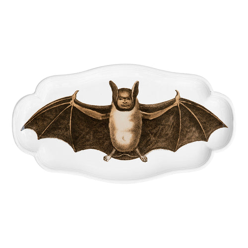 john derian Human Bat Platter Add to cart Details 10.7" L × 5.7" W × 0.6" Deep Glazed terracotta Made in Paris Care Dishwasher safe on a moderate wash cycle. Not microwave safe. John Derian teamed up with Astier de Villatte to