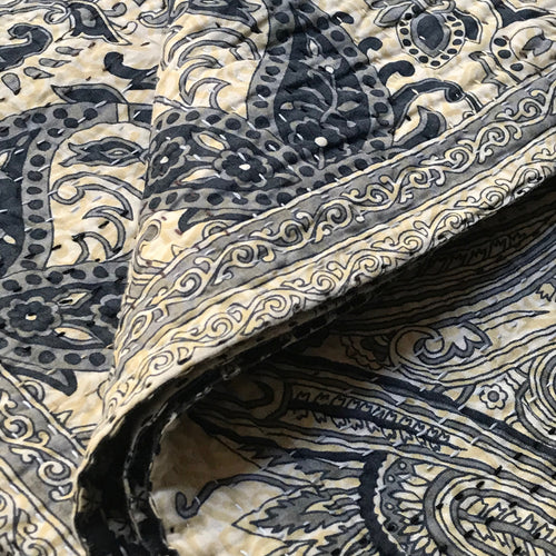 John Derian Indigo Swirl Newly Printed Queen Bedcover Newly Printed Kantha Queen Bedcover