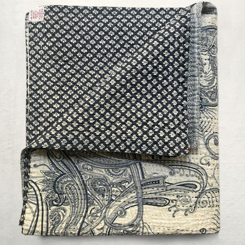 john derian Indigo Swirl Newly Printed Queen Bedcover Newly Printed Kantha Queen Bedcover