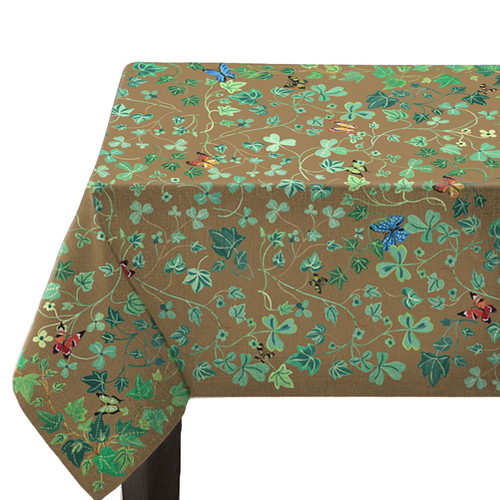 john derian Ivy Tablecloth in Cocoa Add to cart Details 59" x 118" 100% European Linen Made in Latvia Care Machine Washable. Whether it's a silk scarf a painted sculpture a bag pillow or tea towel French painter Nathalie Lété