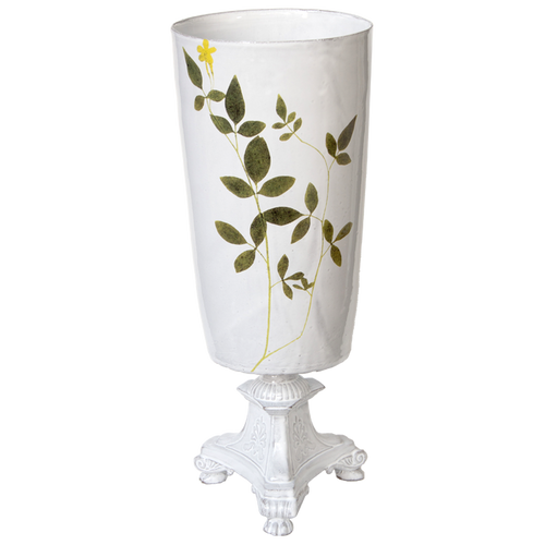 john derian Jasmine Vase Add to cart Vase Jasmin Details 7" W x 17.5" H Glazed terracotta Made in Paris Care Dishwasher safe on a moderate wash cycle. Not microwave safe.  John Derian teamed up with Astier de Villatte to add