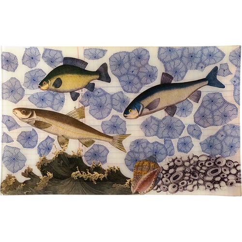 john derian 3 Fish (Collage) 10 x 16" Rect. Tray