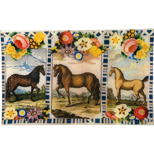 john derian 3 Horses (Collage) 10 x 16" Rect. Tray