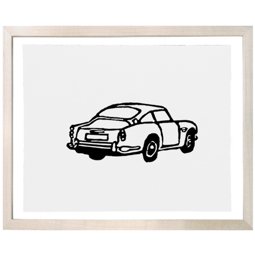 john derian Aston Martin Car 8 x 10" Linocut Print