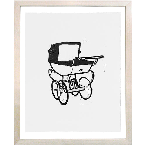 john derian Baby's Pram 8 x 10" Linocut Print