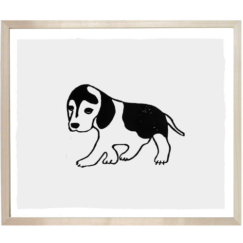john derian Big Eyes Puppy 10 x 12" Linocut Print