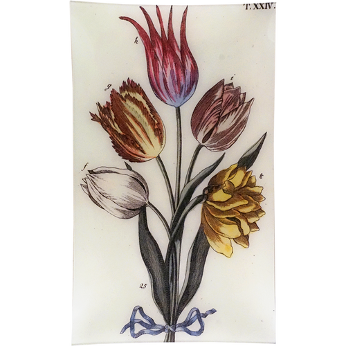 john derian Blue Bow Tulips 12 x 20" Rect. Tray