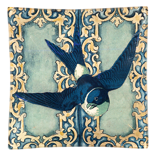 john derian Blue Swallow Un Vide Poche (6" Square)