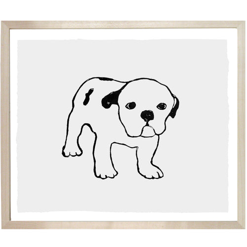 john derian Bulldog Puppy 10 x 12" Linocut Print
