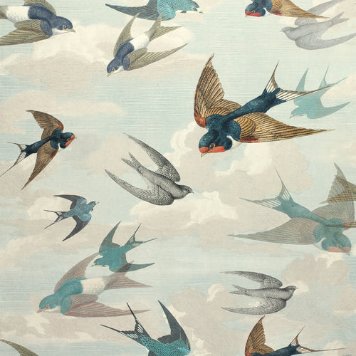 john derian Chimney Swallows Sky Blue Wallpaper