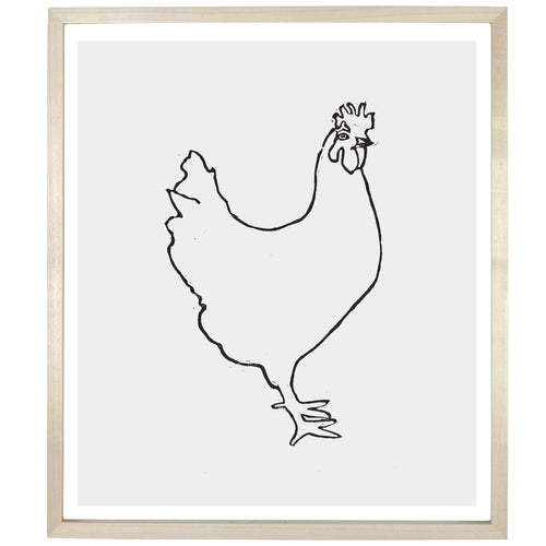 john derian Cockerel (Chicken) 12 x 14" Linocut Print