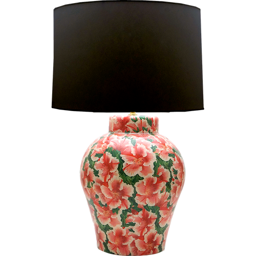 john derian Dark Pink Azalea Ginger Jar Lamp