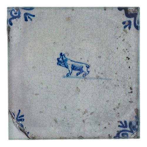 john derian Delft Tiles - Dog 6" Square Spoon Rest