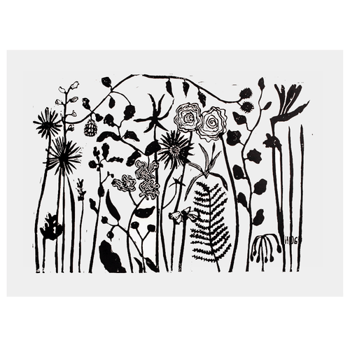 john derian Florabunda 1 22 x 30" Linocut Print