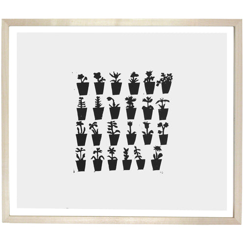 john derian Flower Pots 2 12 x 14" Linocut Print