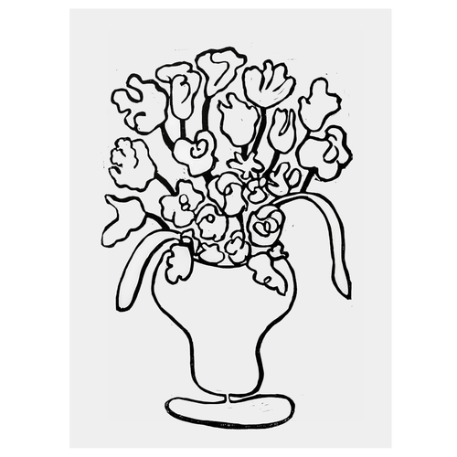 john derian Flower Vase 22 x 30" Linocut Print
