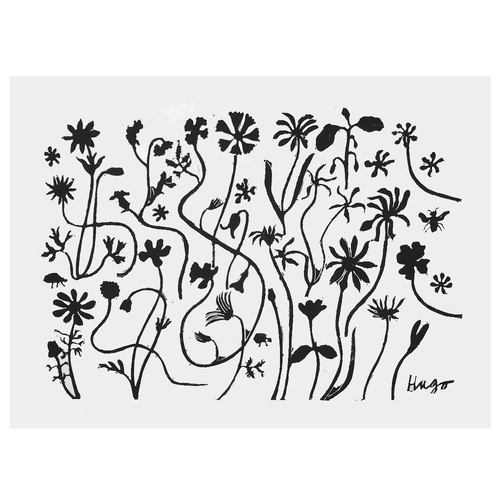 john derian Flowery Bed 22 x 30" Linocut Print