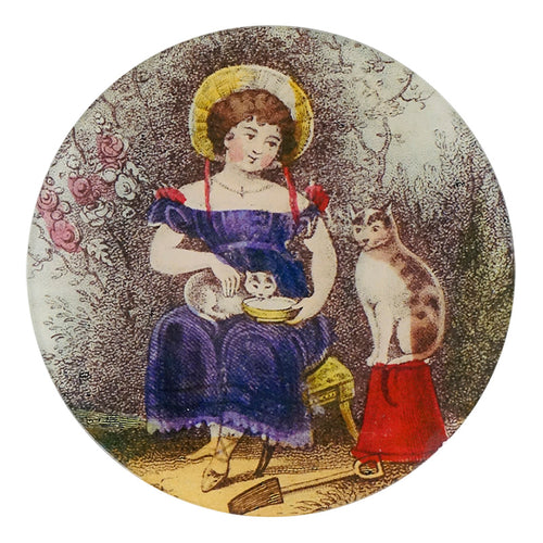 john derian Girl with Cat 5 1/4" Round Plate