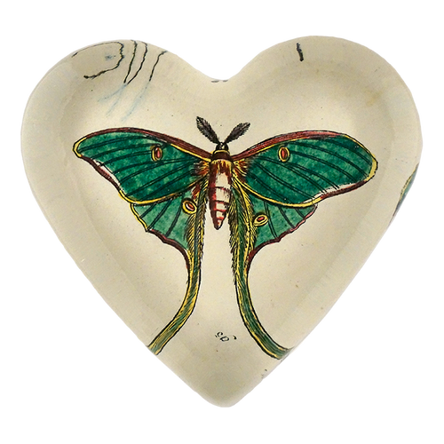 john derian Green Moth Heart Charm