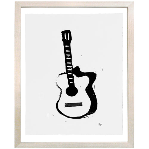 john derian Guitar 8 x 10" Linocut Print