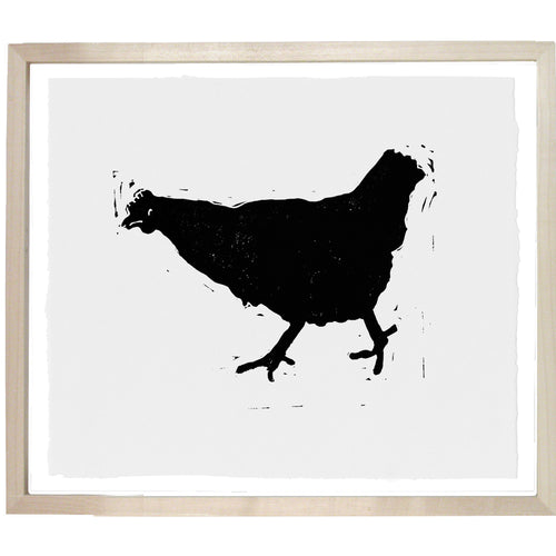 john derian Hen 10 x 12" Linocut Print