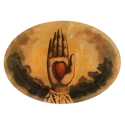 john derian Iconic Painted Hand & Heart 10 x 14" Oval